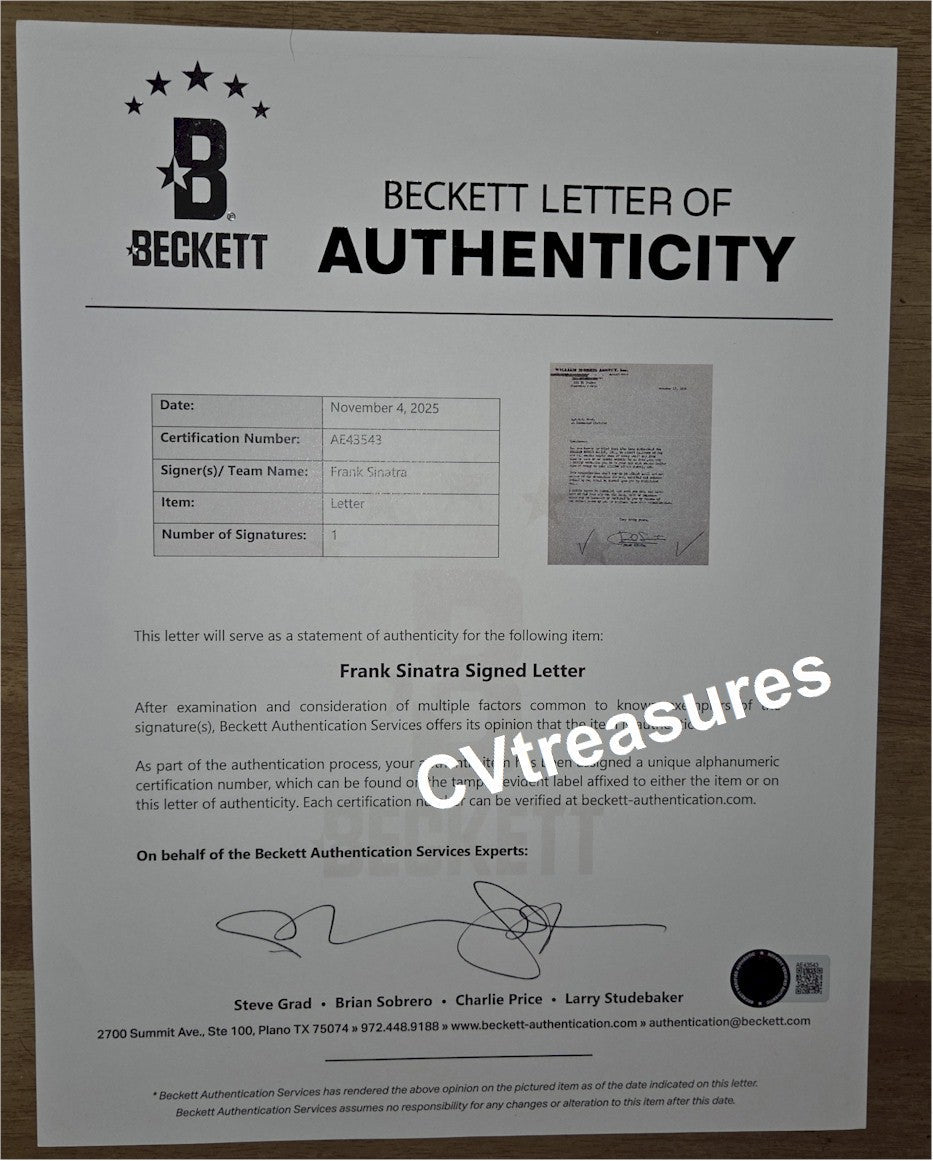 Rare Historical Autograph FRANK SINATRA SIgned Autographed William Morris Agency Contract 1956