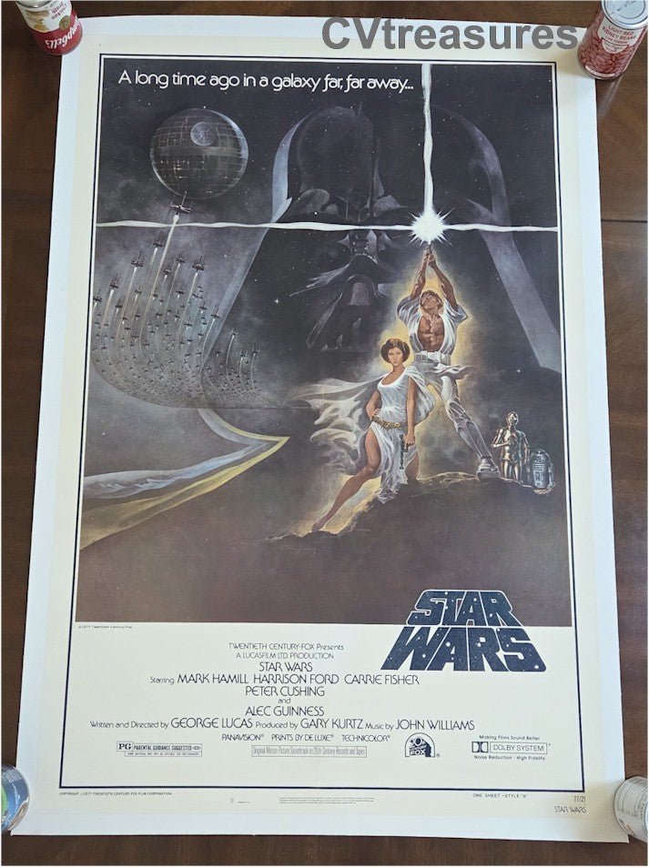 STAR WARS Vintage Movie Poster 1977 Sci - Fi Classic Style A 3rd printing Linen Backed