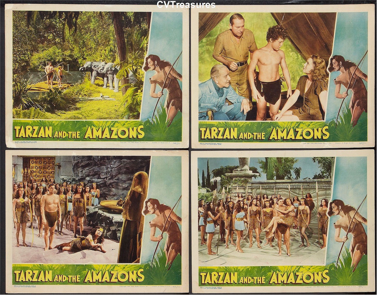 Tarzan and Amazons vintage complete Theatrical Movie Poster Lobby Card Set Johnny Weissmuller