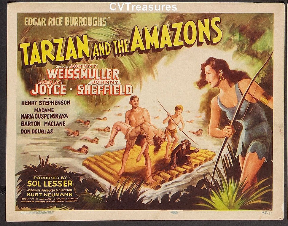 Tarzan and Amazons vintage complete Theatrical Movie Poster Lobby Card Set Johnny Weissmuller