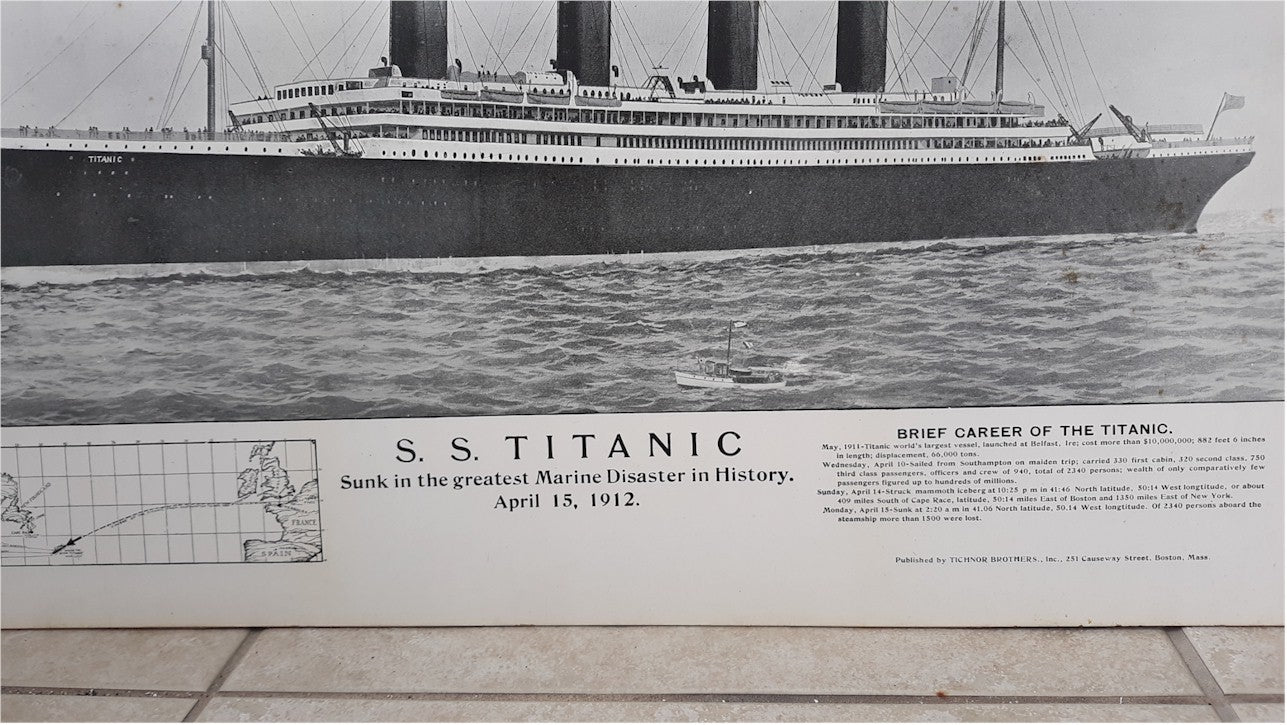 Titanic Original Antique Vintage Memorial Poster Lithograph