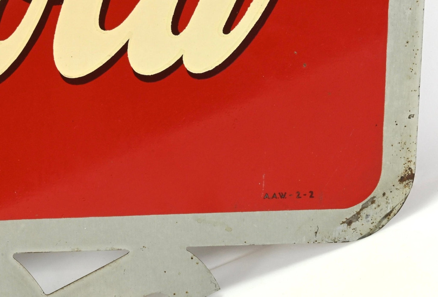 Vintage Advertising Coca-Cola Double-Sided Die-Cut Flange Sign A.A.W