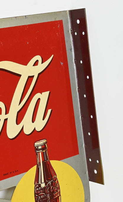 Vintage Advertising Coca-Cola Double-Sided Die-Cut Flange Sign A.A.W