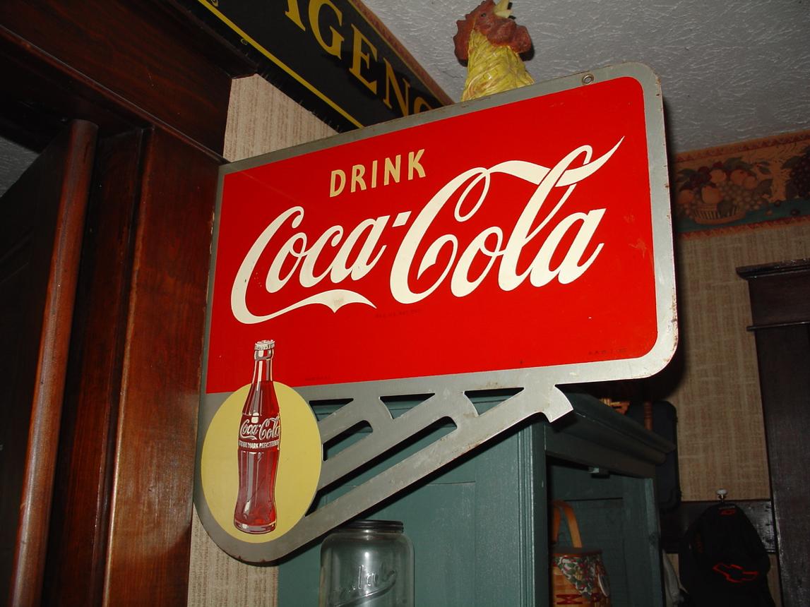 Vintage Advertising Coca-Cola Double-Sided Die-Cut Flange Sign A.A.W