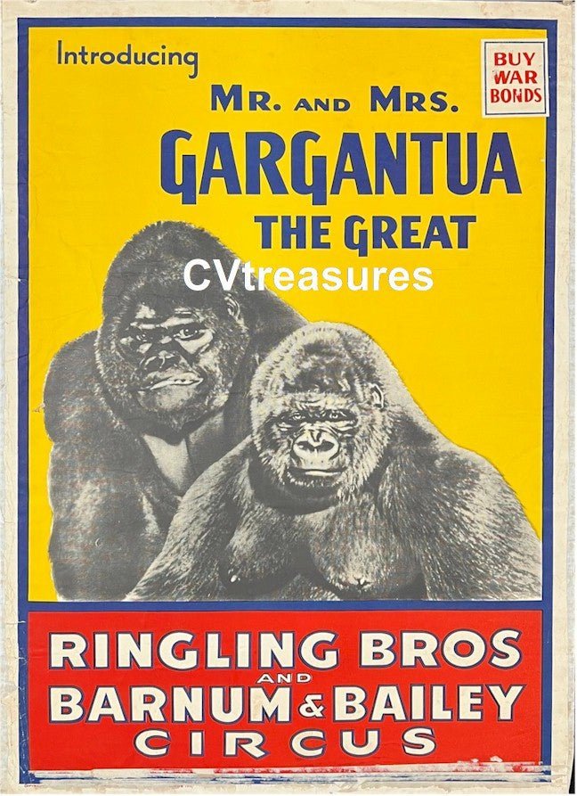 Vintage Circus Poster GARGANTUA THE GREAT Ringling Brothers Barnum Bailey 1941