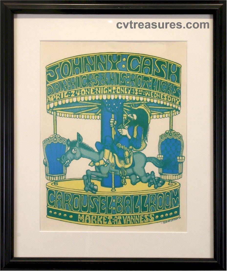 Vintage Concert Poster Johnny Cash at the Carousel Ballroom Poster Steve Catron 1968
