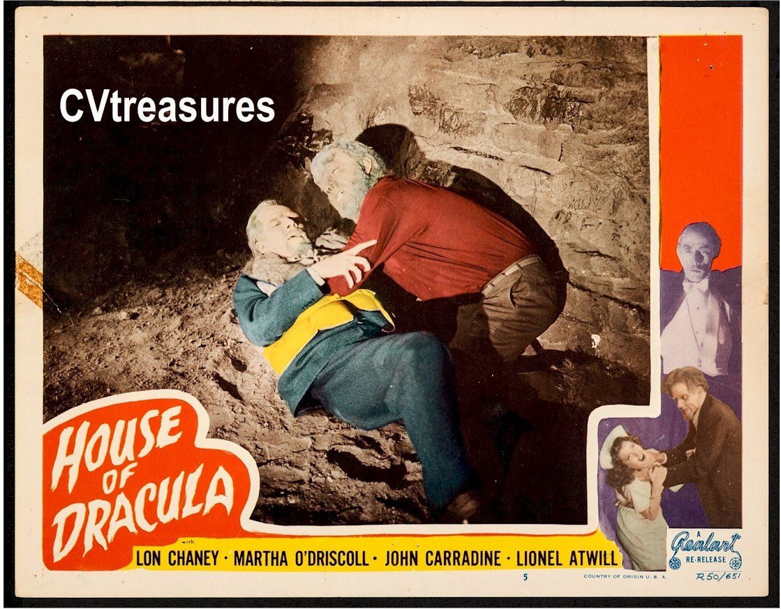 Vintage Horror Movie Poster Lobby Card HOUSE OF DRACULA Lon Chaney