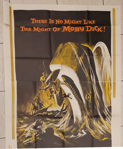 Vintage Movie Poster Moby Dick RARE Original Authentic Sci Fi Three Sheet movie theater poster Gregory Peck
