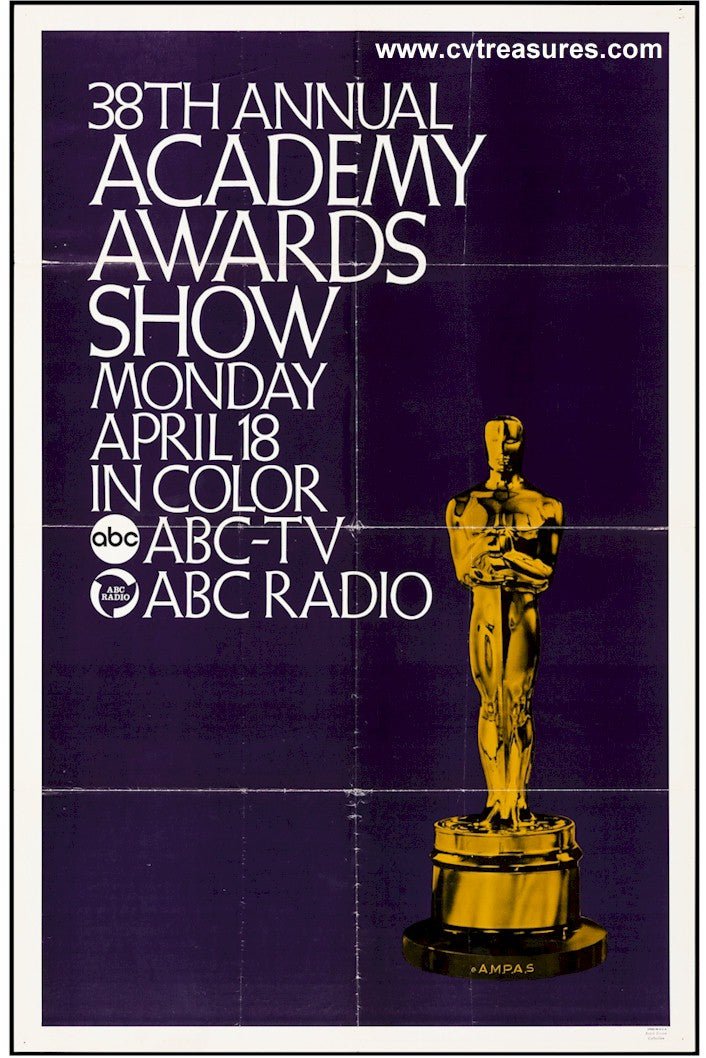 38th Academy Awards Show Vintage ABC Historical Poster One Sheet Entertainment TV Special 1966
