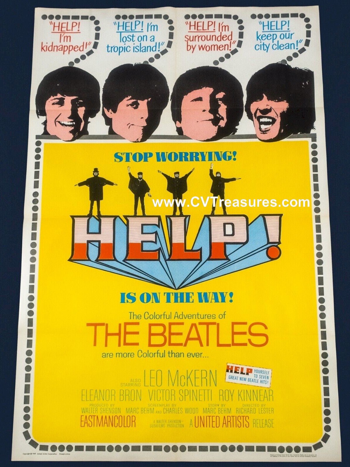 Beatles HELP Original Authentic vintage one sheet Movie Theater poster
