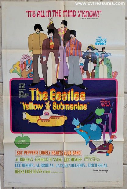 Beatles Yellow Submarine Original Authentic vintage one sheet movie theater poster 1968