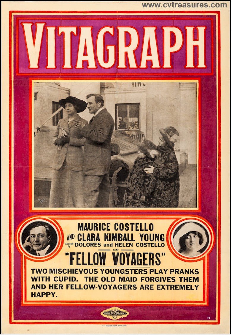 Fellow Voyagers Original Authentic Antique Vintage One Sheet Movie Theater Poster Vitagraph Studios 1913