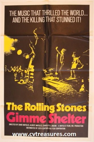 Gimme Shelter Rolling Stones Original Authentic Vintage Rock and Roll Concert movie poster one sheet 1970