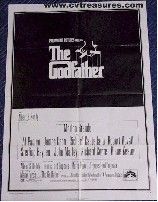 Godfather One Sheet Vintage Movie Poster Marlon Brando 1972