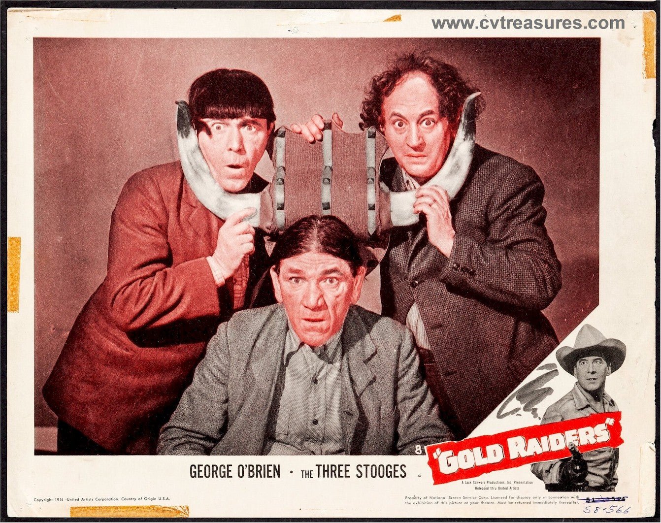 Gold Raiders Original Vintage Lobby Card movie Three Stooges