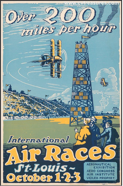 International Air Races Original Vintage Poster Charles Lindberg Vintage Aviation advertising