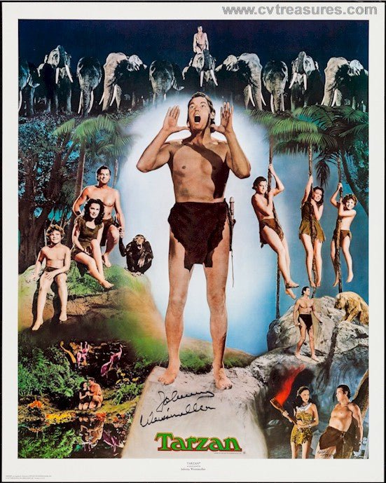 Johnny Weissmuller Tarzan Signed Autographed Lithograph Vintage Poster