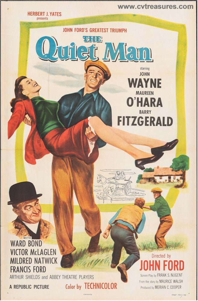 Quiet Man Original Vintage One Sheet John Wayne 1957 re - release