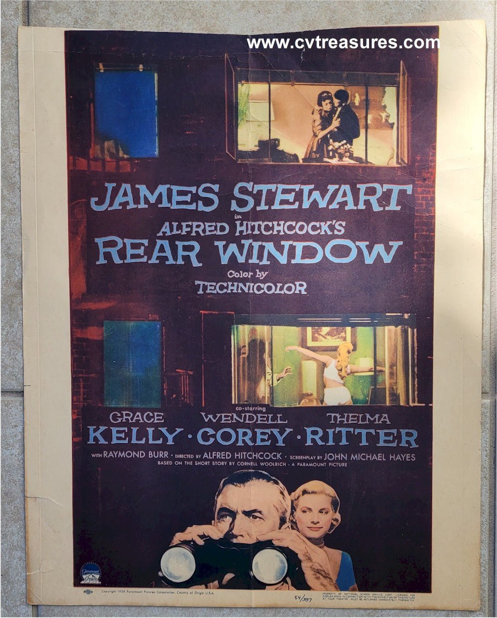Rear Window Vintage Original Window Card Movie Poster Hitchcock