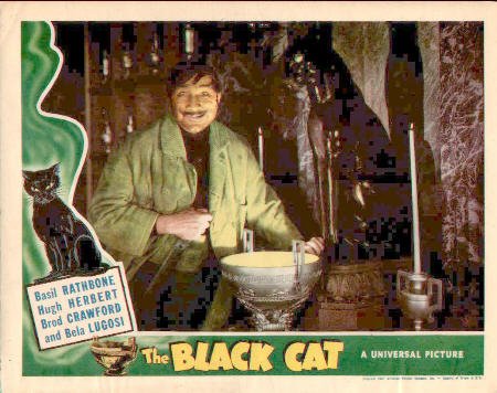 The Black Cat, 1942 Bela Lugosi Basil Rathbone Lobby Card